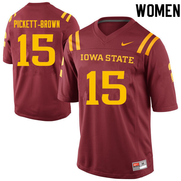Iowa State Cyclones Women's #15 Stephon Pickett-Brown Nike NCAA Authentic Cardinal College Stitched Football Jersey IM42I44ET